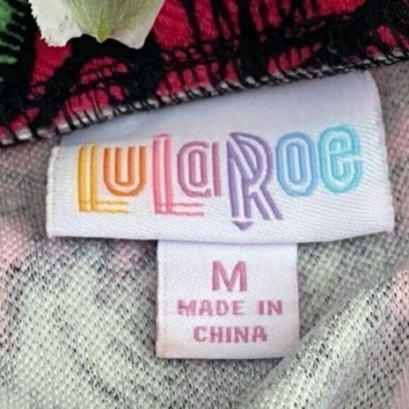 LulaRoe Red/Green/Black Rose Floral Print Pleated Midi Skirt Sz Medium ECU! - Picture 6 of 7